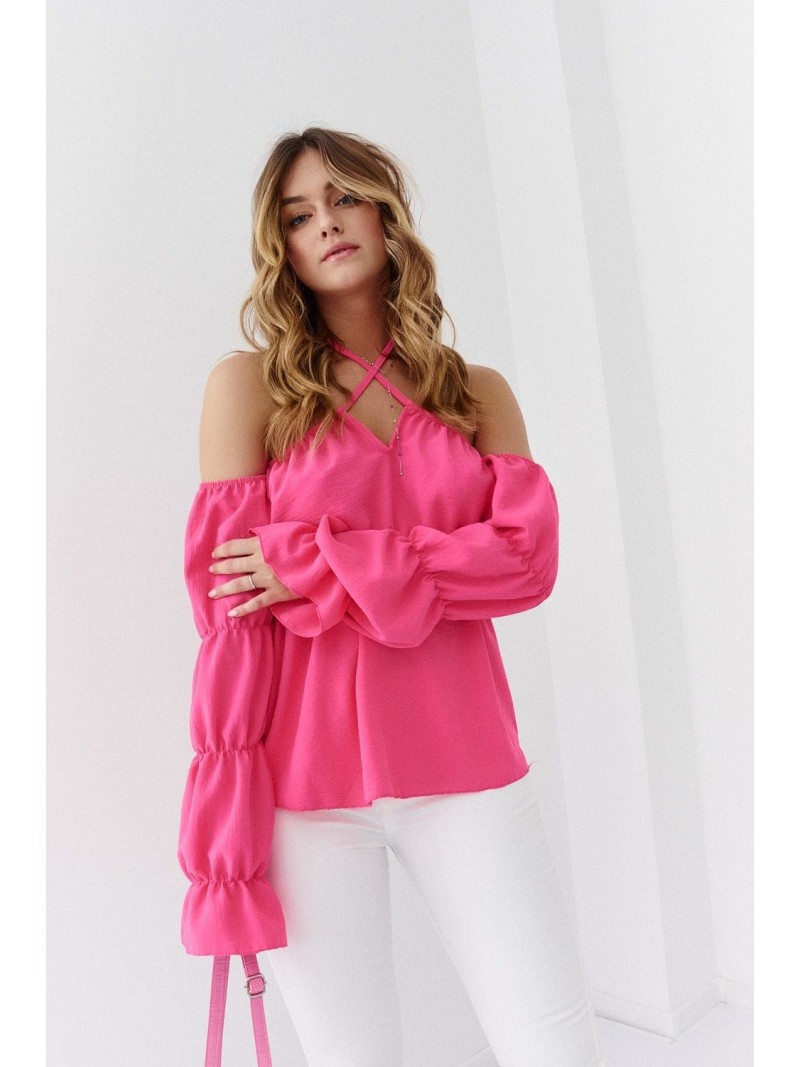 Spanische Bluse mit Rüschen, rosa 560 – Online-Shop – Boutique